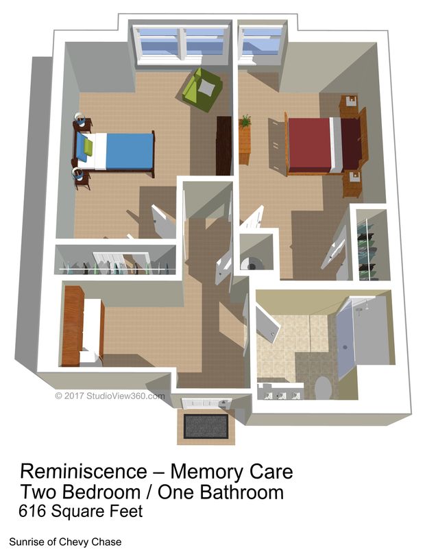 2 Bedroom 1 Bathroom Floor Plan
