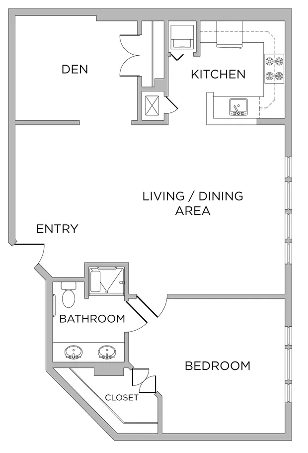 Cresskill Floorplan One Bedroom plus Den
