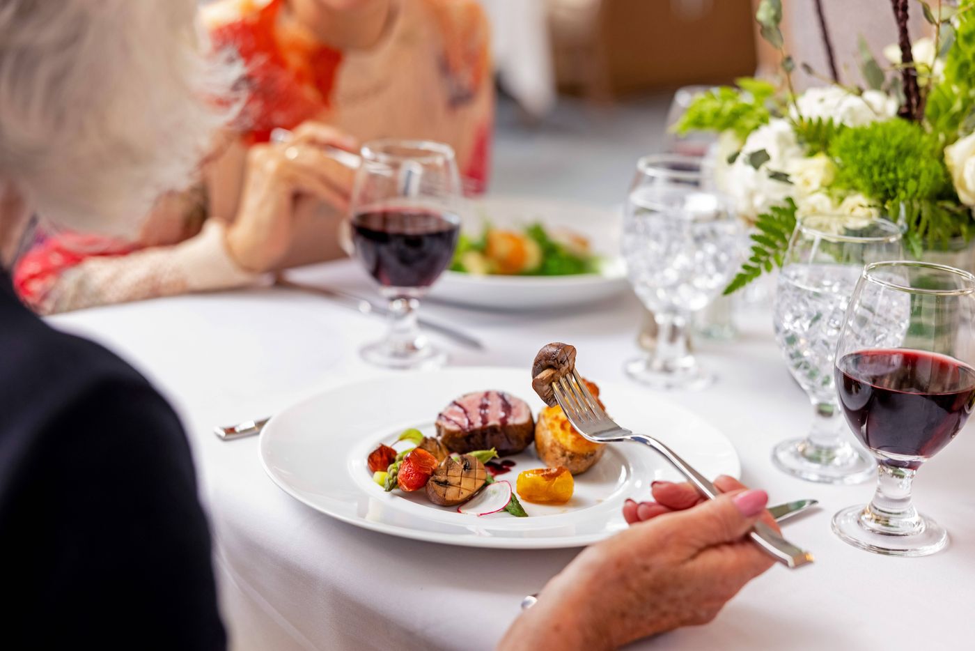 Residents dining at community
