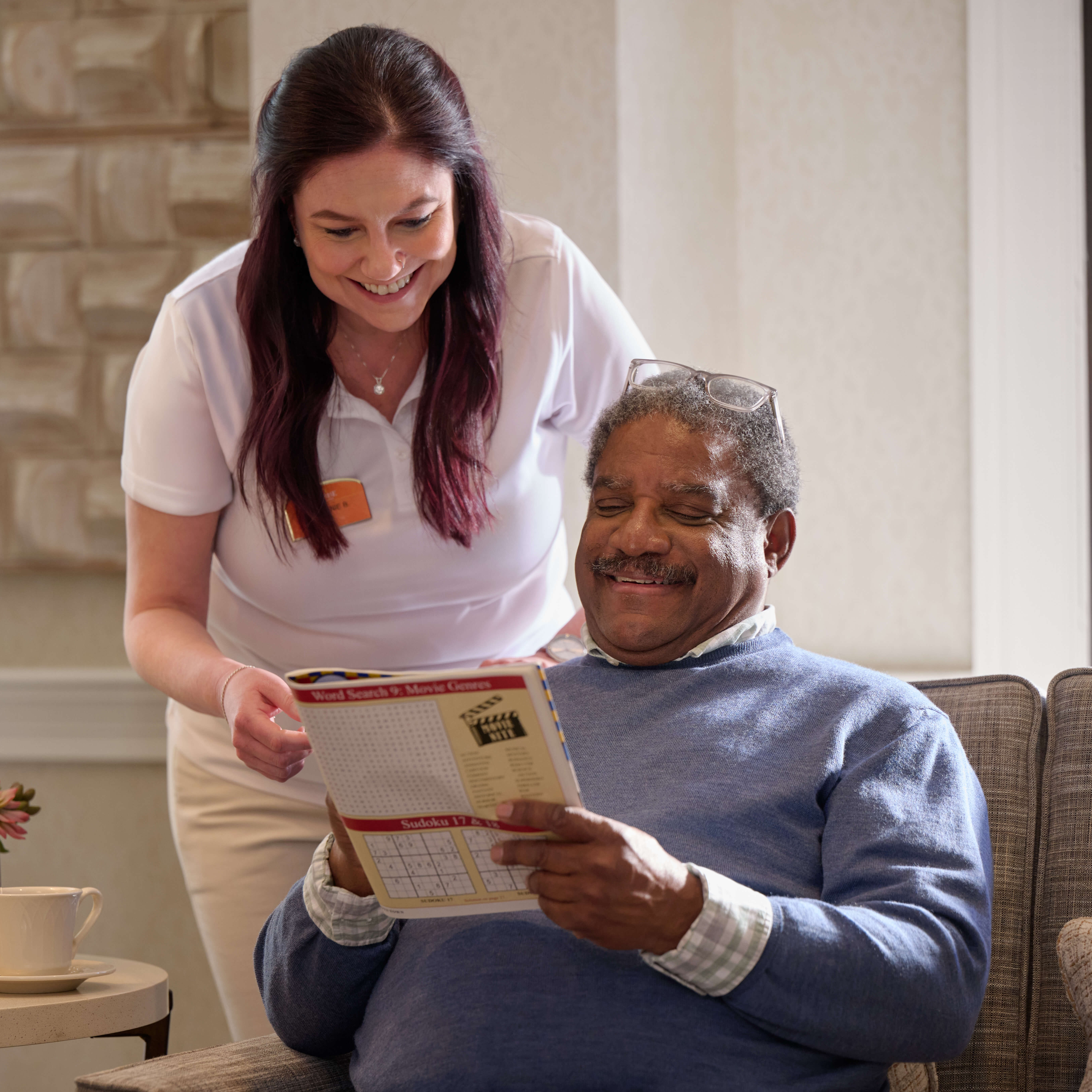 Resident Chatting with Team Member