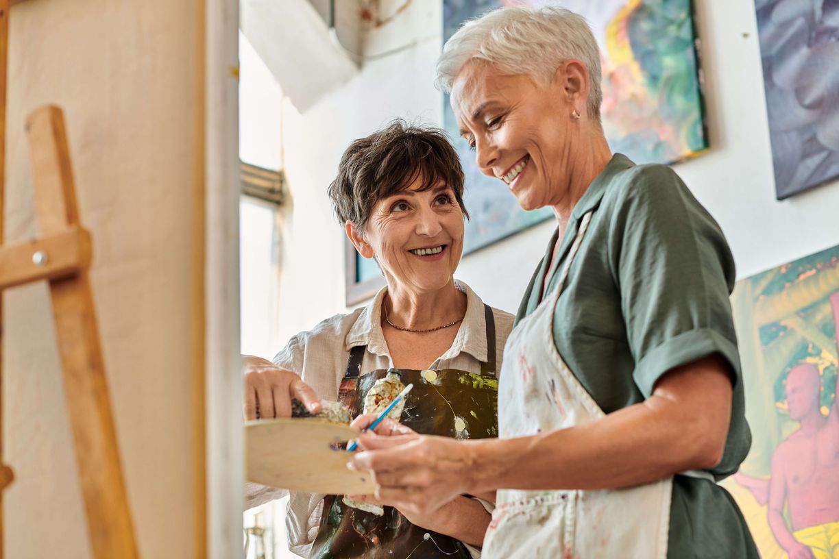 Resident taking a painting class