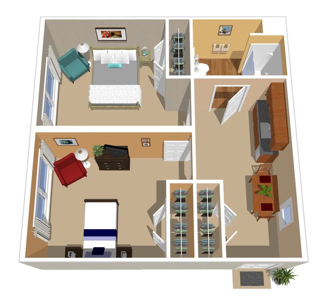 2 bedroom, floor plan