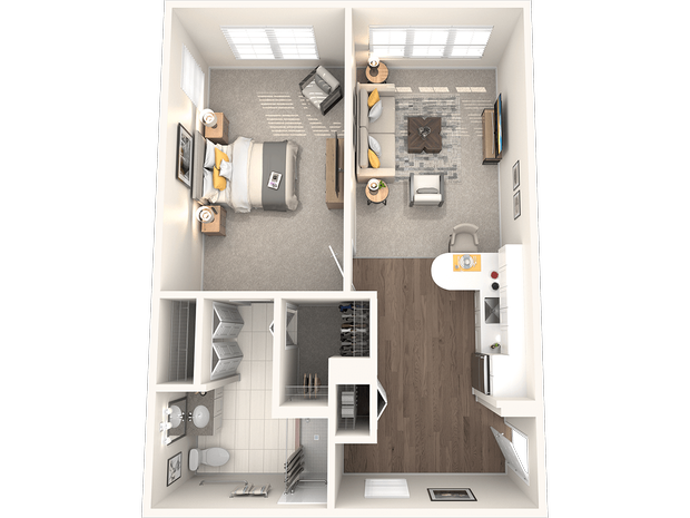 One Bedroom Floor Plan, AL | Sunrise of North Severna Park