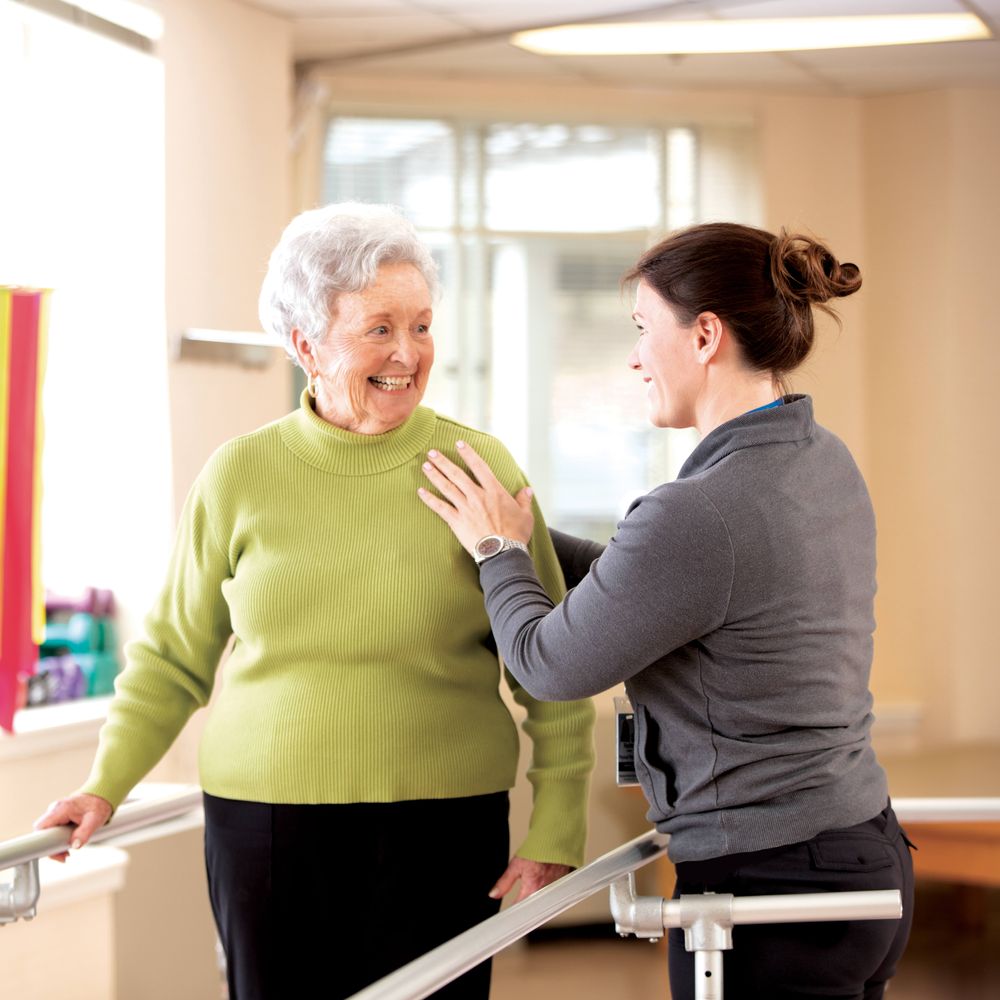 Resident receiving physical therapy.