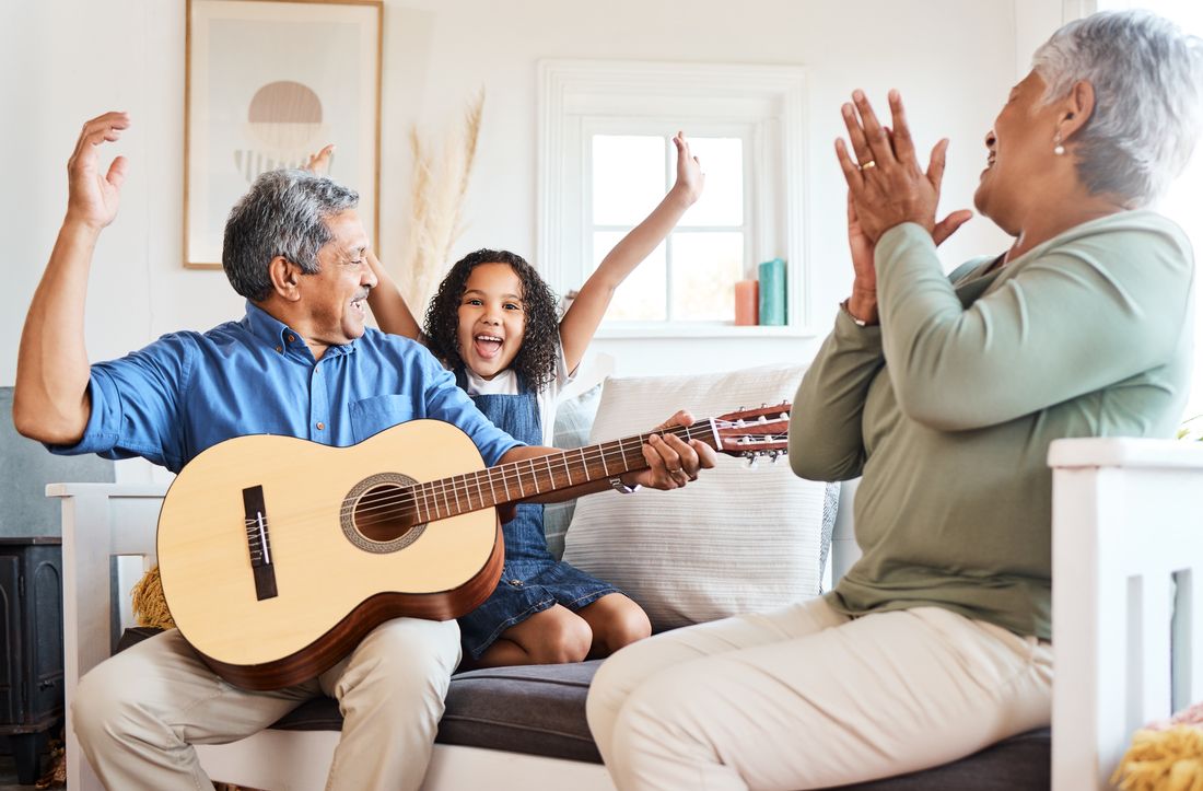 Multi-generational family spending quality time together.